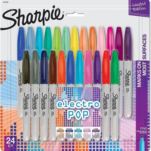 Electro Pop Permanent Markers, Fine Tip, Marker Set, Assorted Colors, 24 Count - - Picture 9 of 9